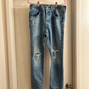 Levi's Men's Light Blue Ripped Slim Jeans